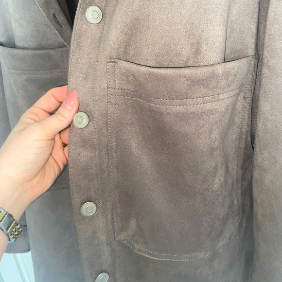 Grey suade button up size S - Picture 2 of 4